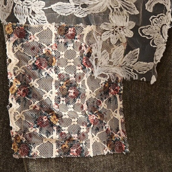 Army Green Casual Womens Boho Woven Loose Washed Patchwork & Lace overalls pants - Picture 8 of 8